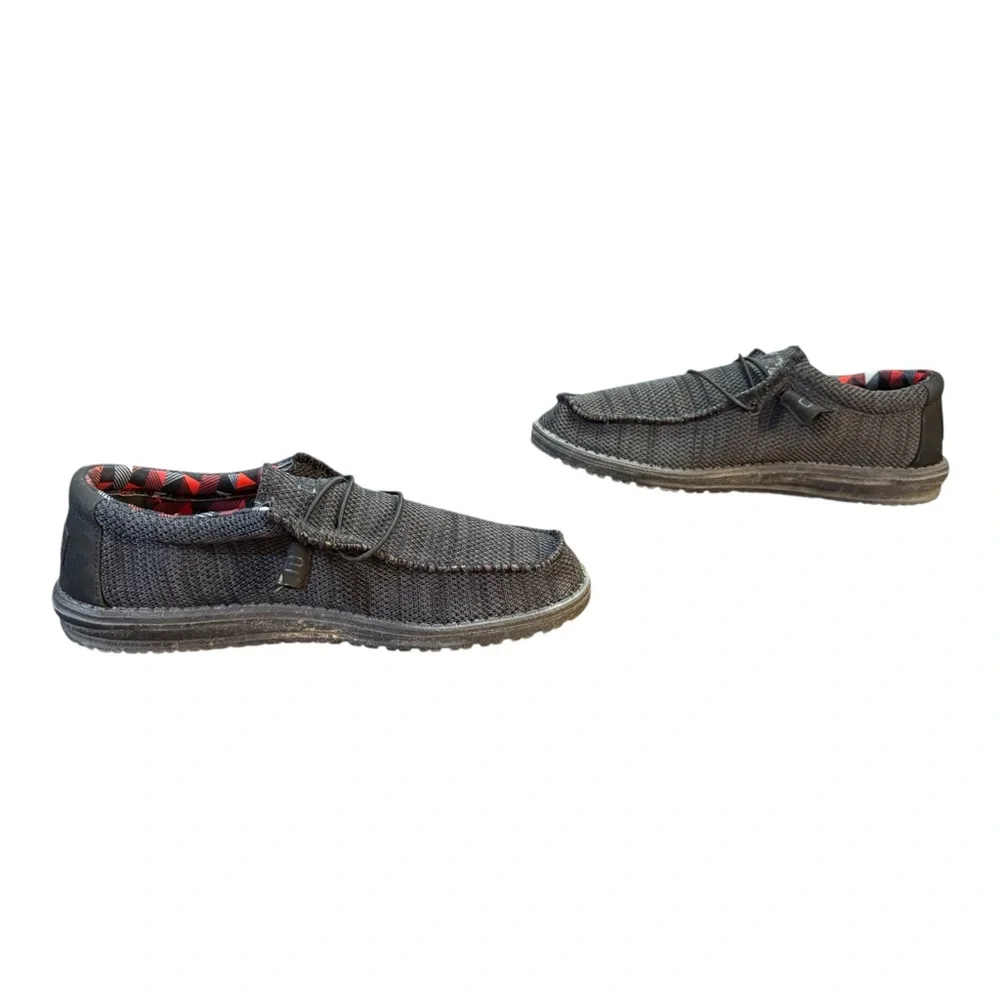 Hey Dude Wally Sox Jet Black Canvas Shoes Men’s Size 9 Women’s Size 10.5